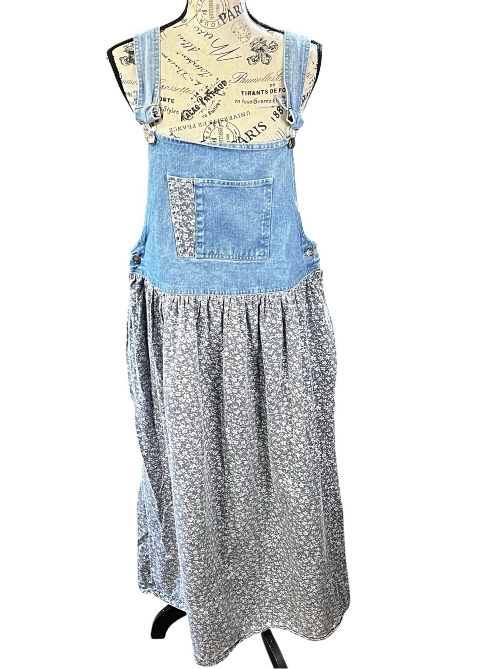 Denim & Floral Blue Women’s Overall Jumper Dress